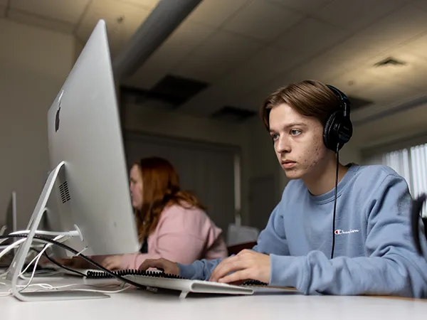 student using a computer