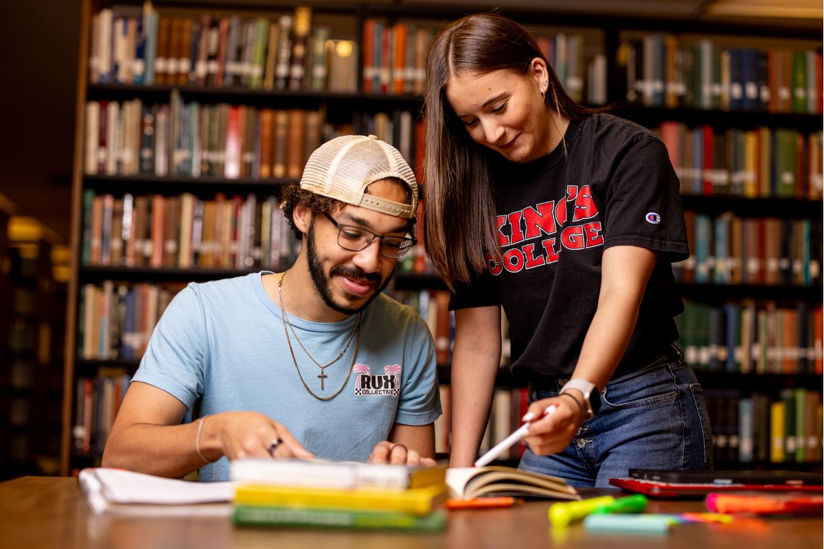 Students studying in library