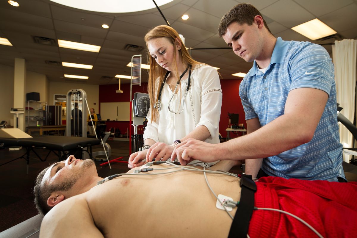 King's exercise science students using monitoring equipment