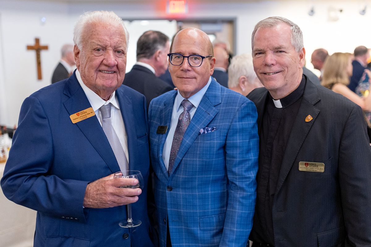 Patrick J. O’Connor, Esq., Thomas R. Smith ’77, and Rev. Thomas P. Looney, C.S.C.